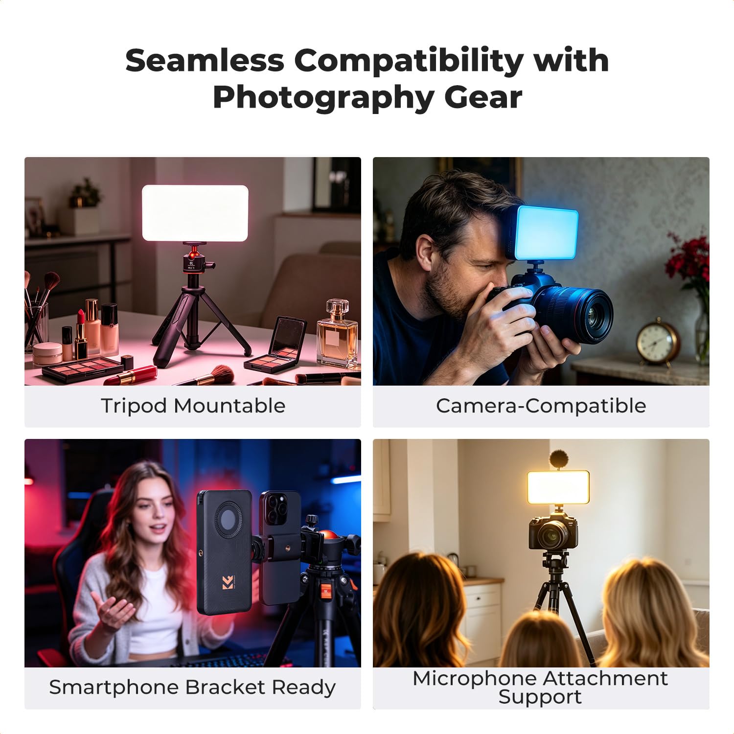 K&F CONCEPT Lampa wideo RGB, przenośna lampa do fotografii, lampa na zimną stopkę, CRI95+, 2700–7500 K, pełnokolorowy ekran OLED, 5000 mAh, ładowalne oświetlenie LED DSLR dla twórcy treści