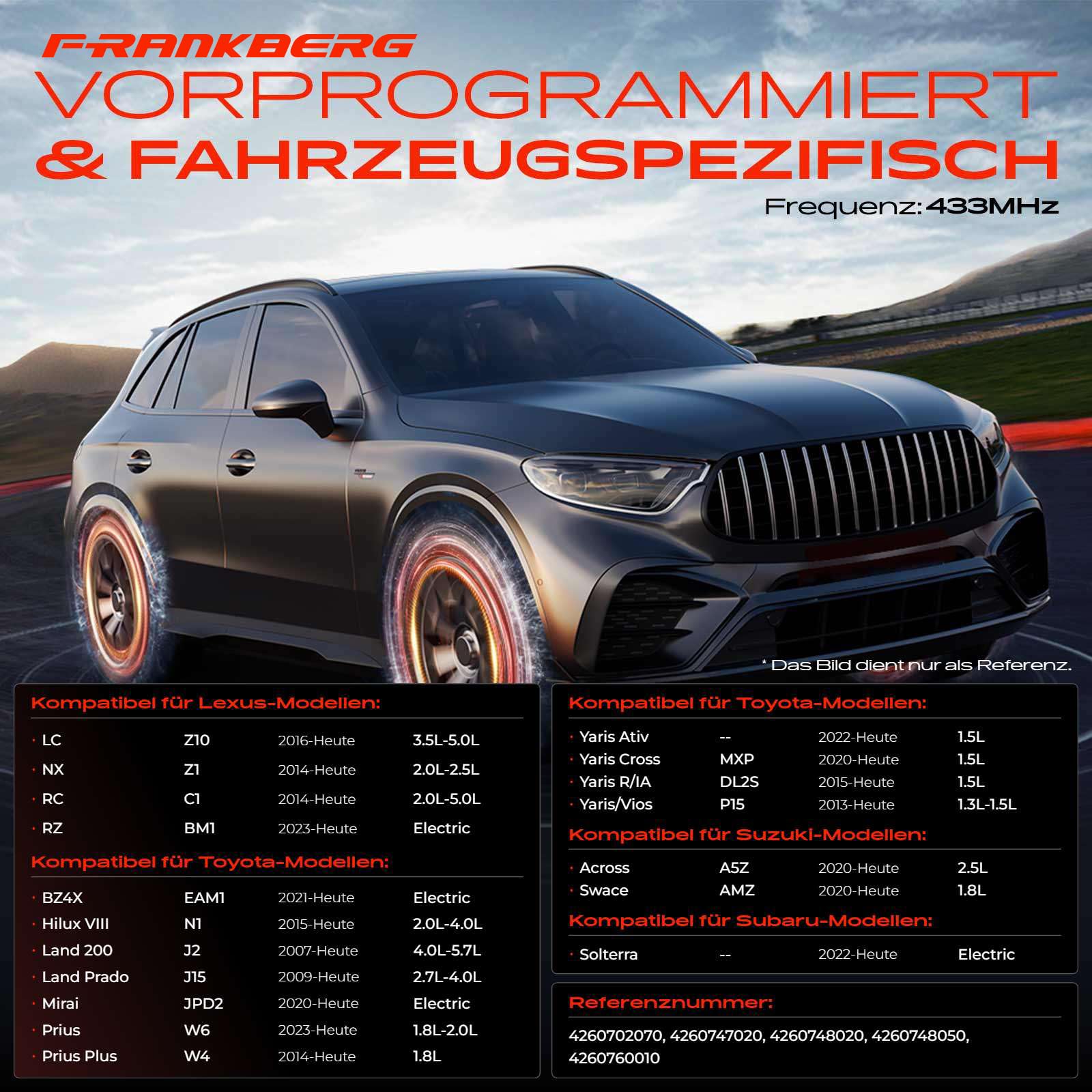 Frankberg 4x Reifendrucksensor TPMS Sensor vorprogrammiert 4260748020
