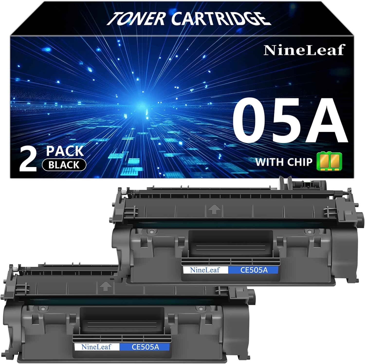 NineLeaf 05A Compatible Toner Cartridge Replacement for HP 05A CE505A Black Toner Cartridge for HP Laserjet Pro P2035 P2035N P2055DN 2055DN 2035N P2030 P2050 P2055D P2055X 2055D 2055X Printer (2 Pack)