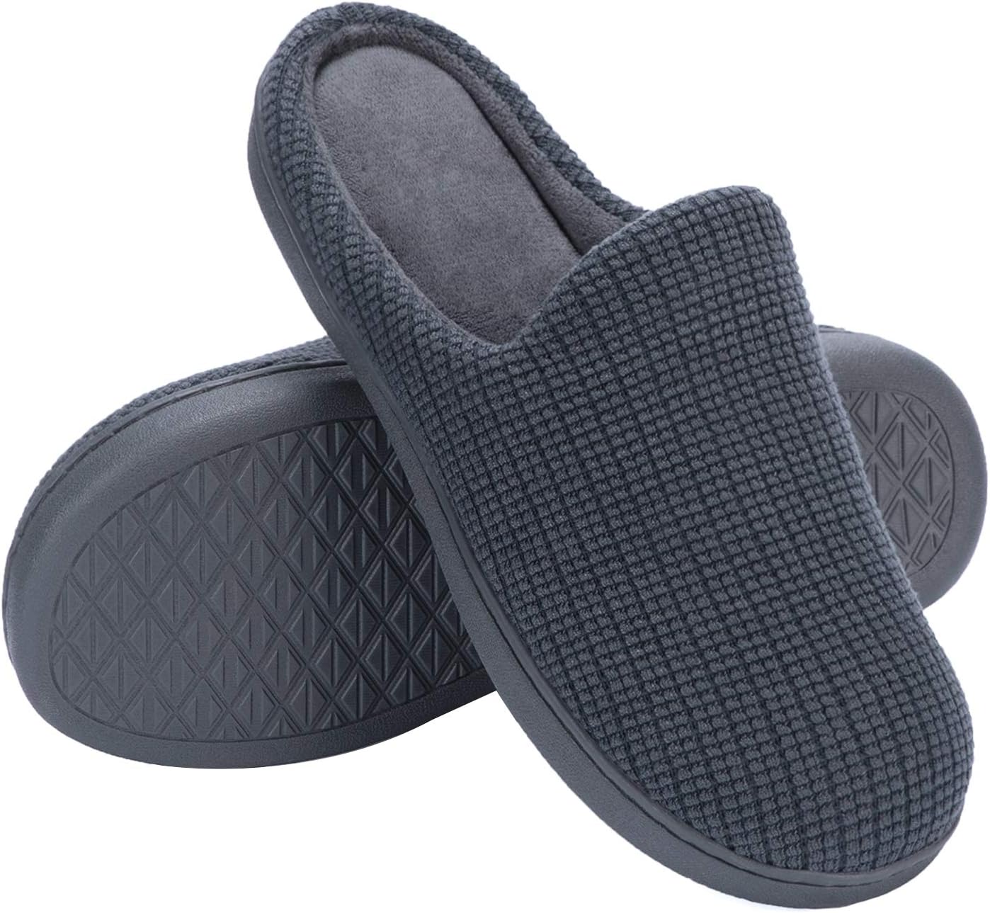 mysoft Men's Comfort Memory Foam Slippers Moccasin House Shoes Sole Indoor Outdoor