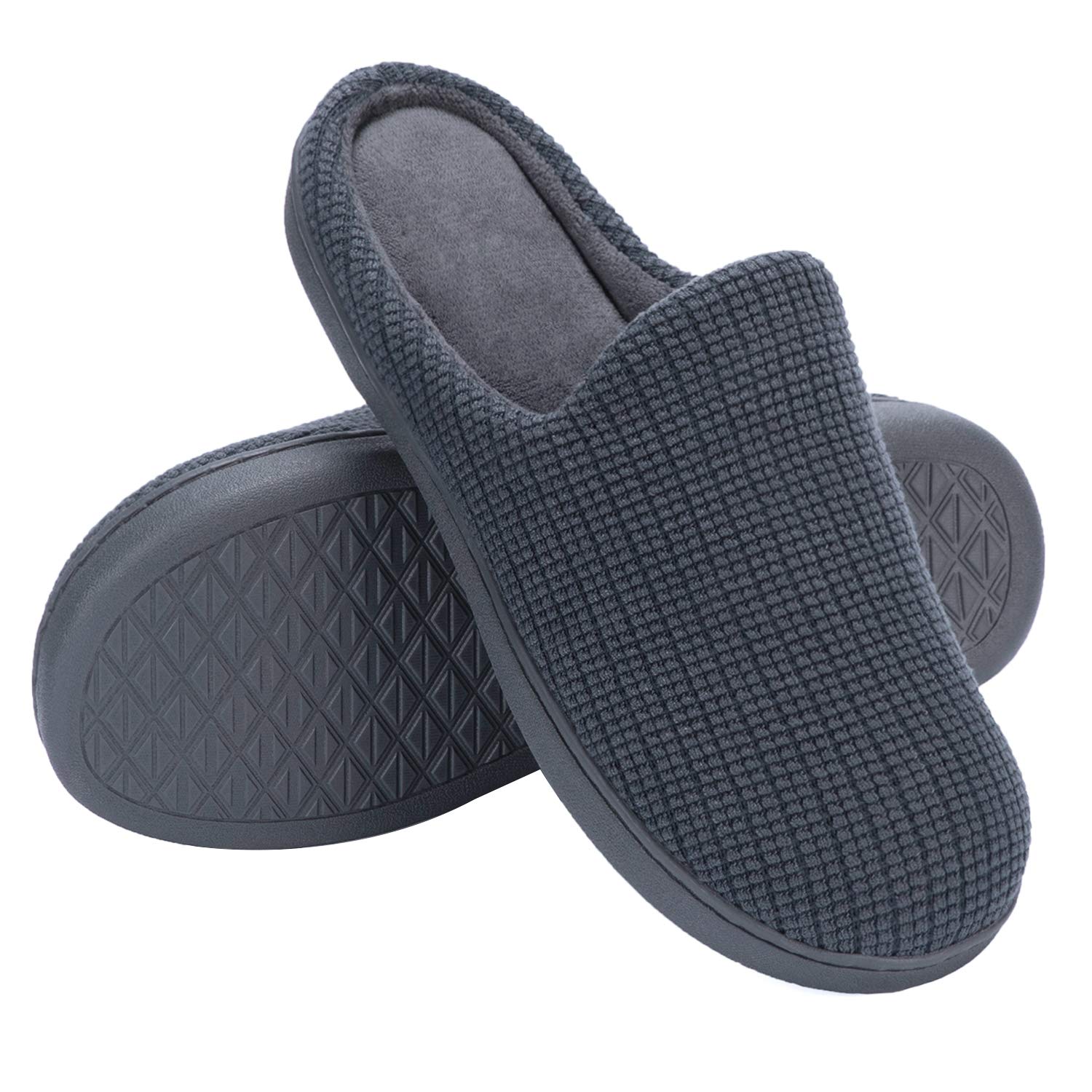 mysoft Men's Comfort Memory Foam Slippers Moccasin House Shoes Sole Indoor Outdoor