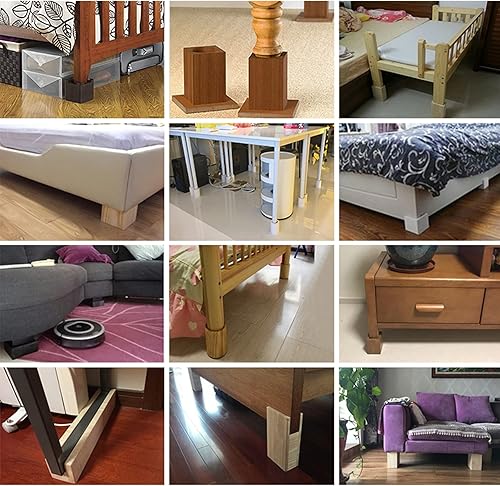 Miniatura 8 de Paquete de 4 patas de muebles de madera maciza, elevador redondo para muebles, patas de madera para añadir altura al sofá, escritorio, mesa y sillas