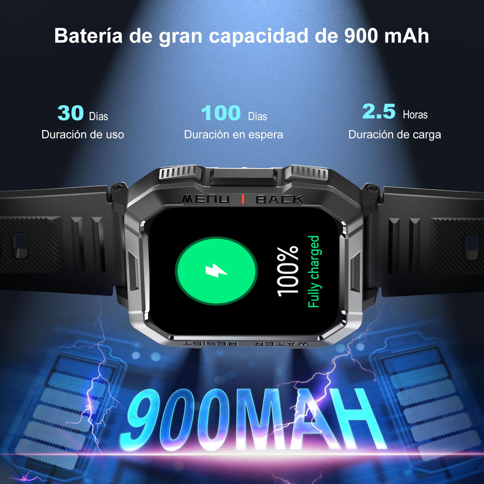 Blackview Reloj Inteligente Hombre - Llamadas Bluetooth, 2.01” Smartwatch Hombre con Linterna, Brújula, Pulsómetro, Monitor de Sueño, Podómetro, Notificación, Pulsera Actividad 100+ Modos Deportivos