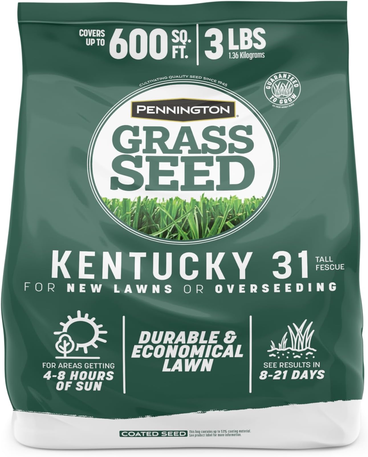 Kentucky 31 Tall Fescue Penkoted Grass Seed 3 lb