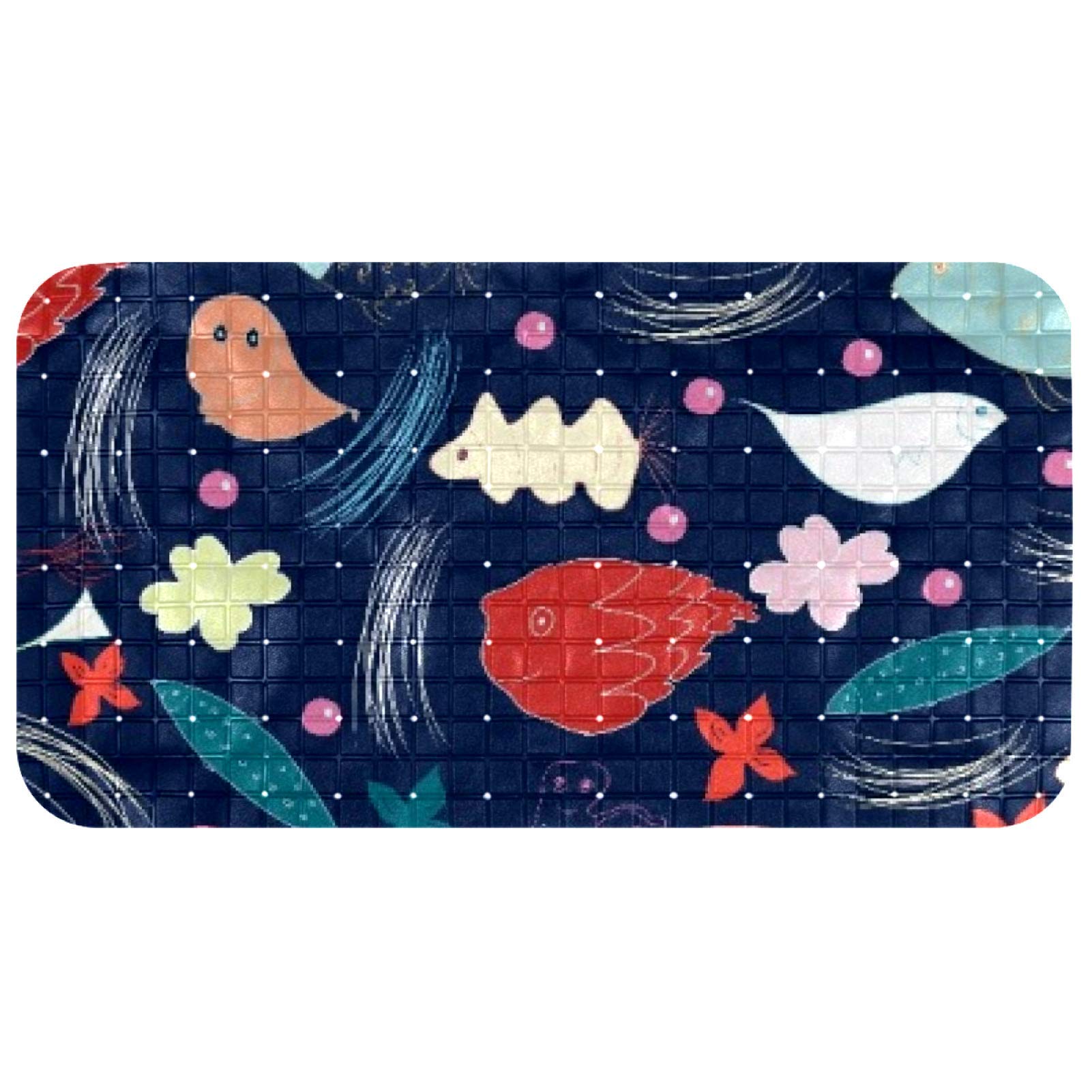Tapis de bain antidérapant avec trous de drainage Bennigiry ventouses poisson