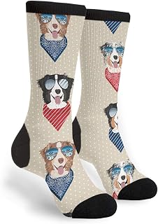 934 Novelty Walking Socks Aussie Sunglasses Shepherd Dog Trainer Socks Wicking Office Socks Unisex For Gifts Women Football 40Cm
