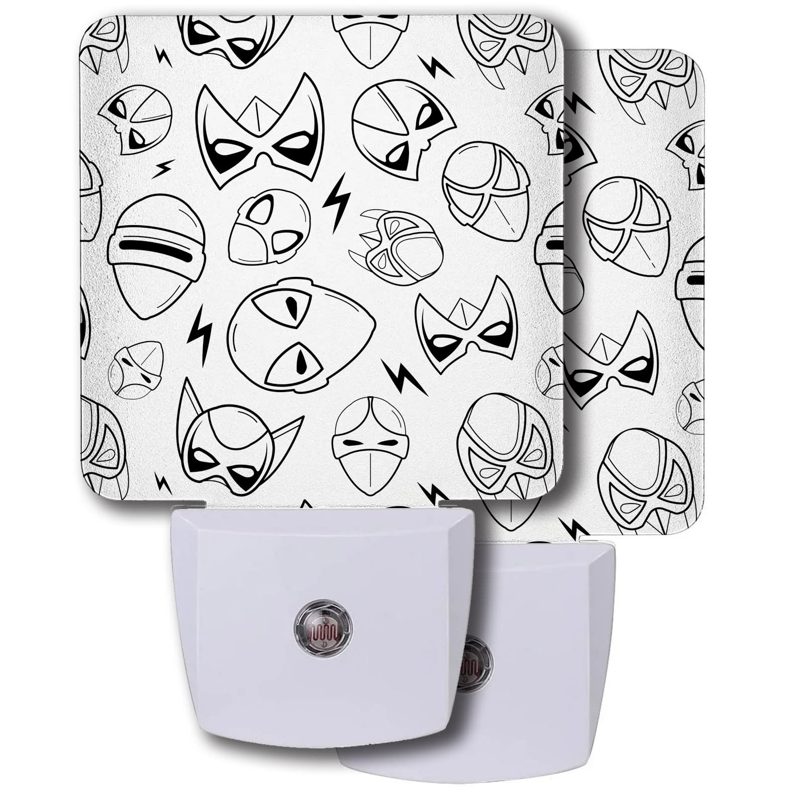 Pack of 2 - LED Night Light (Super Hero Pattern) Plug-in Night Lamp with Dusk to Dawn Sensor, for Kid's Room, Bedroom, Kitchen