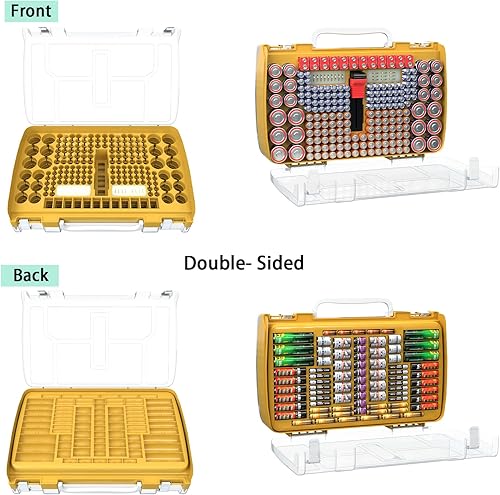 Miniatura 2 de Estuche organizador de baterías de gran capacidad 269 con probador, contenedor de soporte de batería de doble cara para pilas AA AAA AAAA C D 9V
