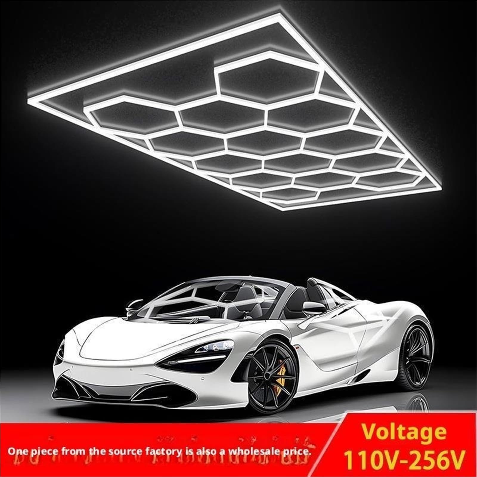 Lampa garażowa Honeycomb – sześciokątna lampa LED 110 V/220 V, wodoodporna i pyłoszczelna, do myjni samochodowych(Bow Light 12,6500K 220V)