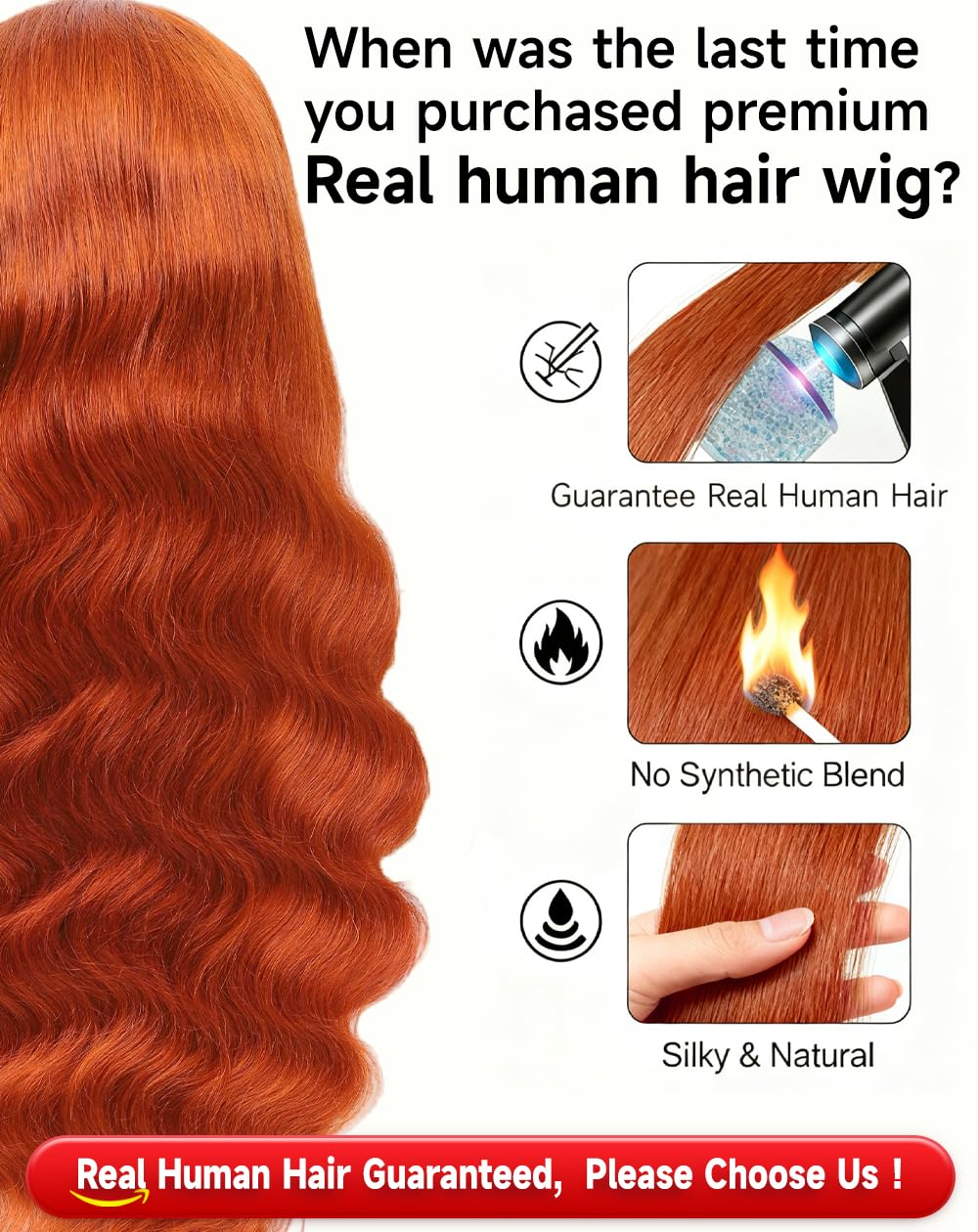 28 Inch Ginger Wig Human Hair Full 250 Density Guaranteed 100% Virgin Hair Soft 13x6 Body Wave Lace Front Wigs #350 Vibrant Orange Ginger Colored HD Lace Frontal Wigs Human Hair No Shedding No Tangle