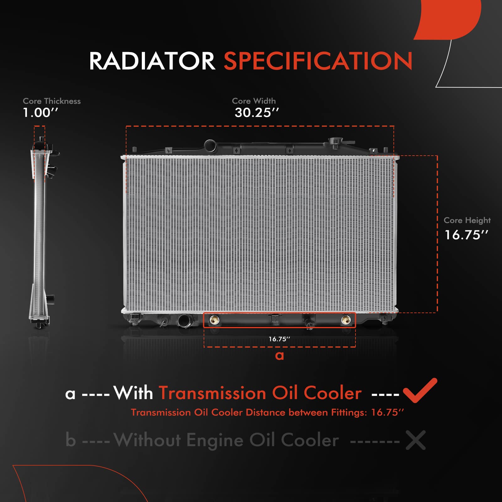A-Premium Engine Coolant Radiator Assembly with Transmission Oil Cooler ...