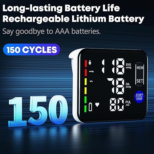 Miniatura 6 de Monitor de presión arterial para el brazo superior del brazo para uso doméstico con puño Bp de 9"-17" y 15"-21.7", máquina Bp recargable de pantalla