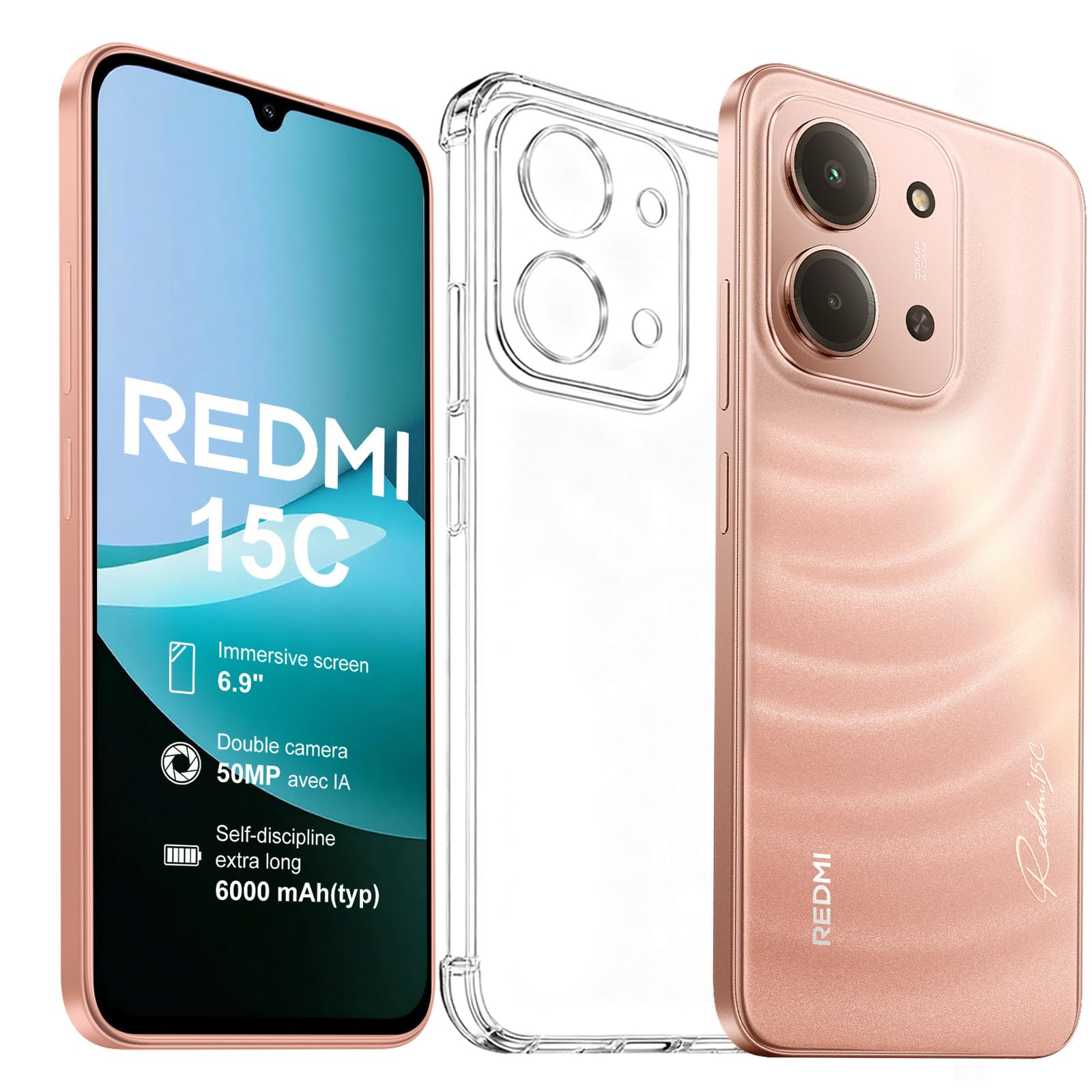 XIAOMI Redmi 15C 4+128GB Smartphone, Display 6.9" HD+ 120Hz, Batteria 6000mAh, Fotocamera 50MP, Processore Octa-Core, Supporta la ricarica rapida da 33 W, Senza Caricatore-Arancione crepuscolo