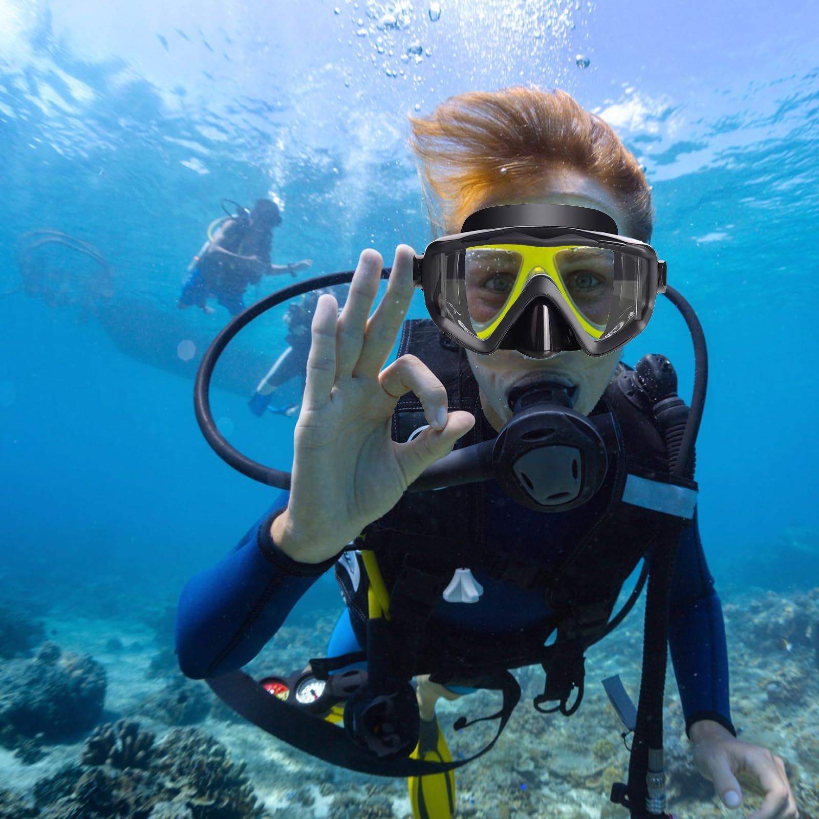 Gafas de buceo antifugas con vistas amplias para esnórquel, gafas de buceo, gafas de natación y pesca submarina