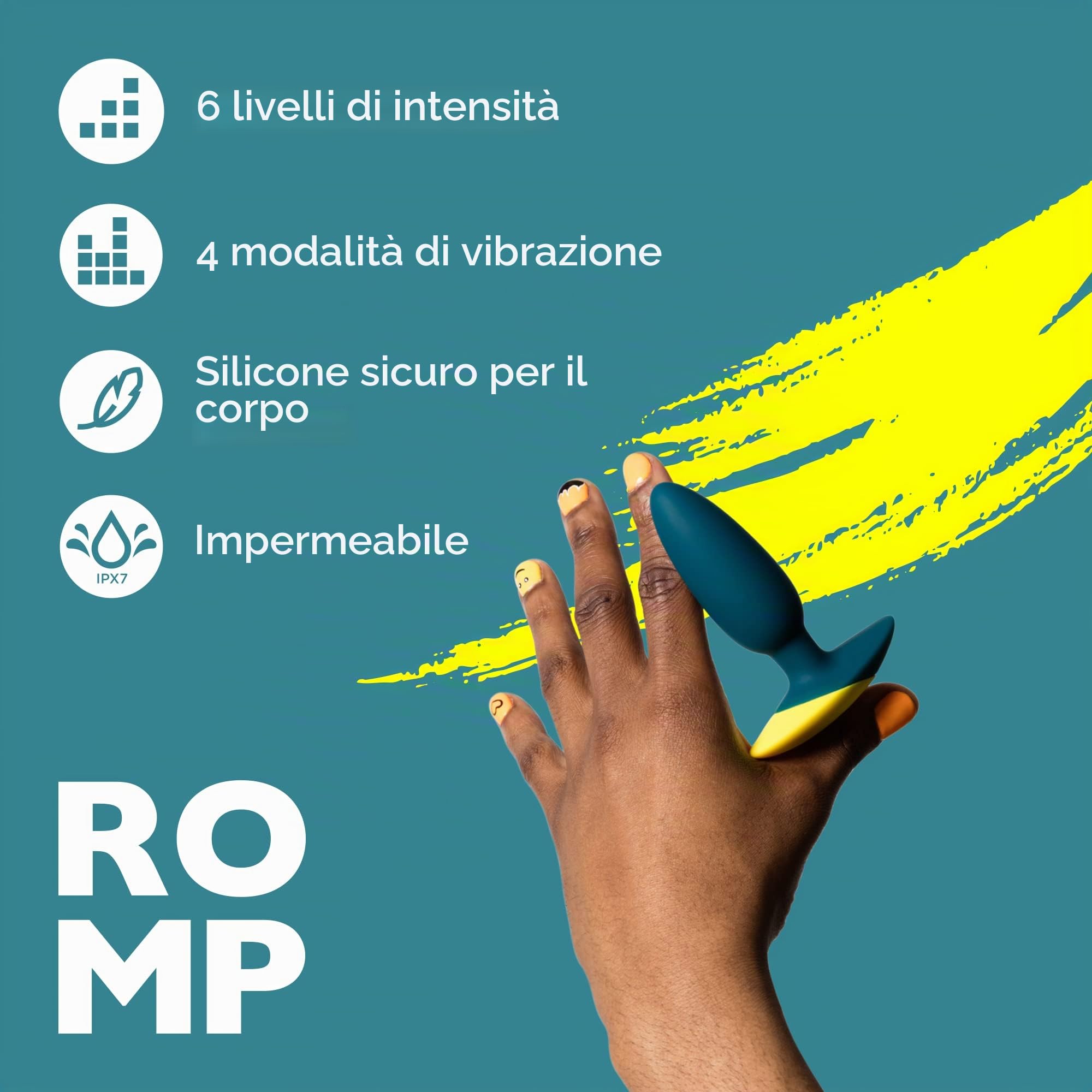 ROMP Bass Plug Anale Vibrante | Vibratore Butt in Silicone | Sex Toy per Giochi Erotici Uomo Donna Coppie | Silenzioso Impermeabile | Ricaricabile