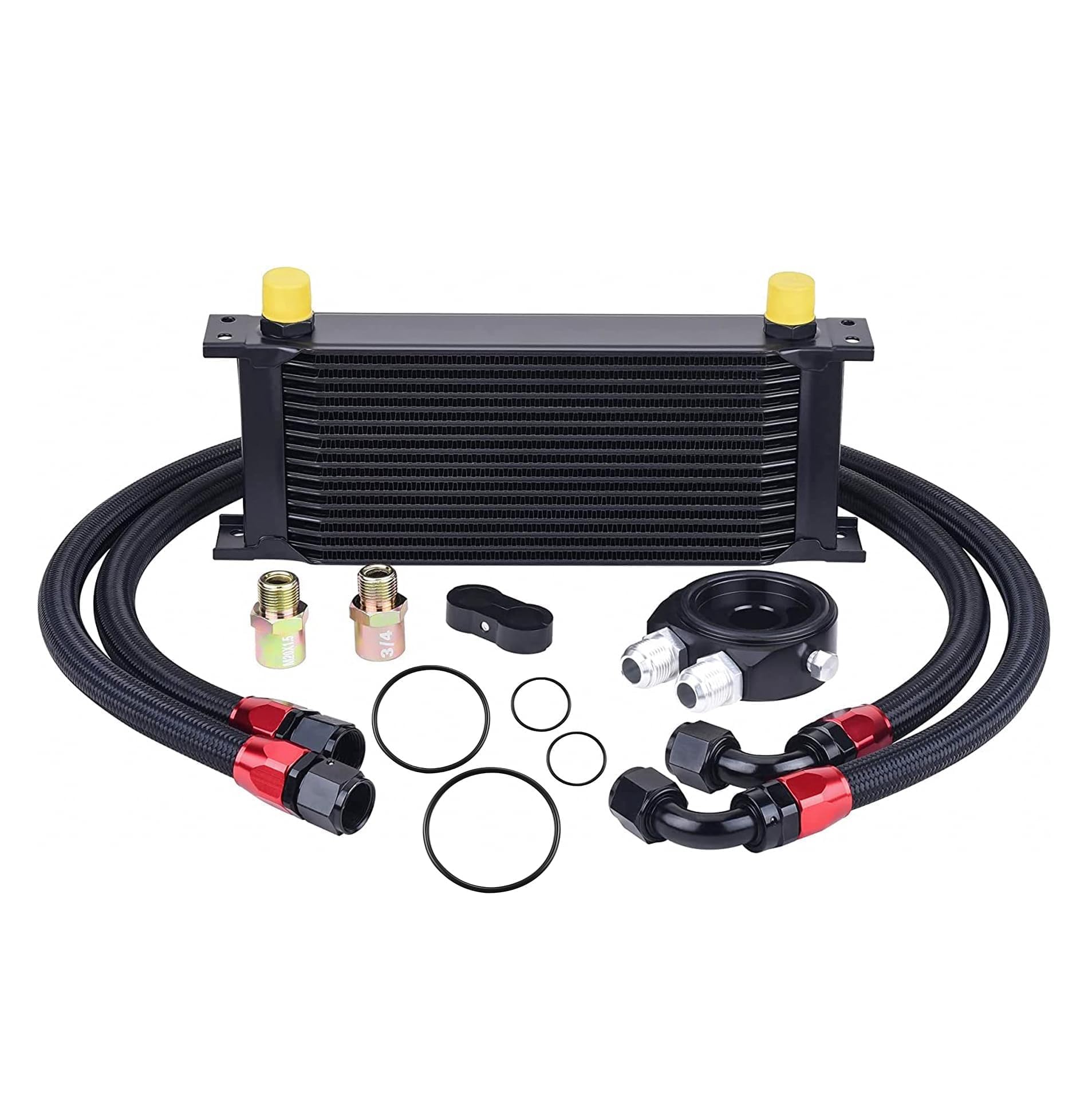 EVIL ENERGY 16 Row AN10 Oil Cooler Kit Universal 10AN Engine Transmission Aluminium Alloy Black