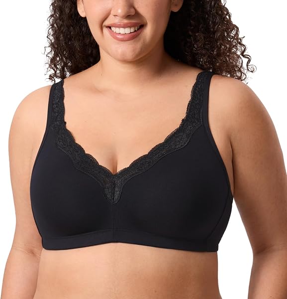 Delimira Women's Non Wired Bras Full Coverage Cotton Comfort Bra Plus Size Non Padded Soft Bras - 1