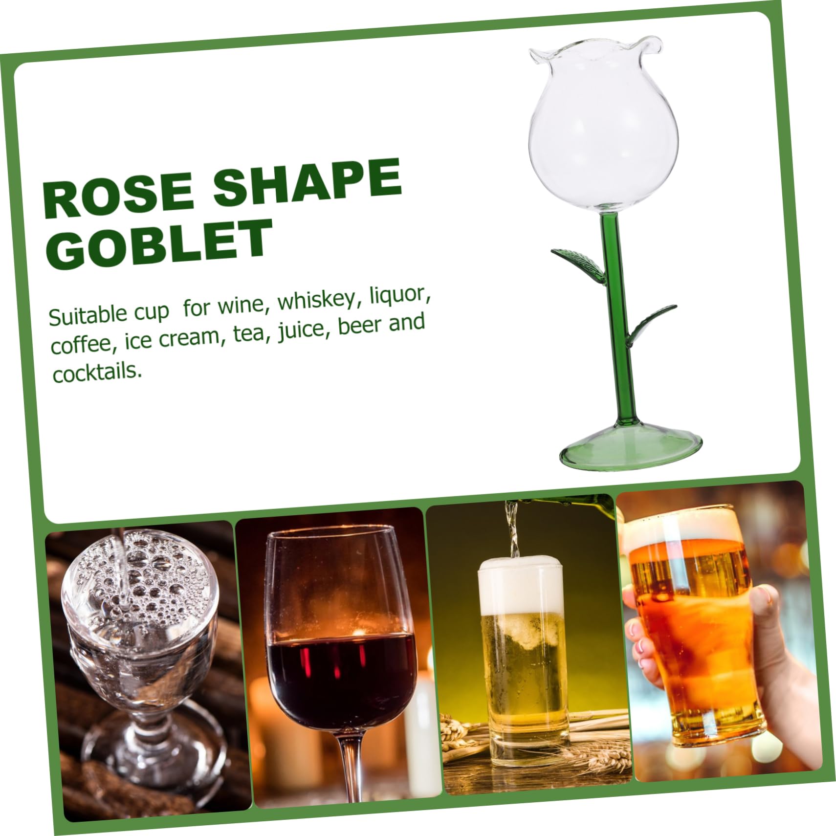 Cabilock Copa de Vino Rosado Elegante de Vidrio de 280ml Ligera y Resistente para Aniversarios y Fiestas de Año