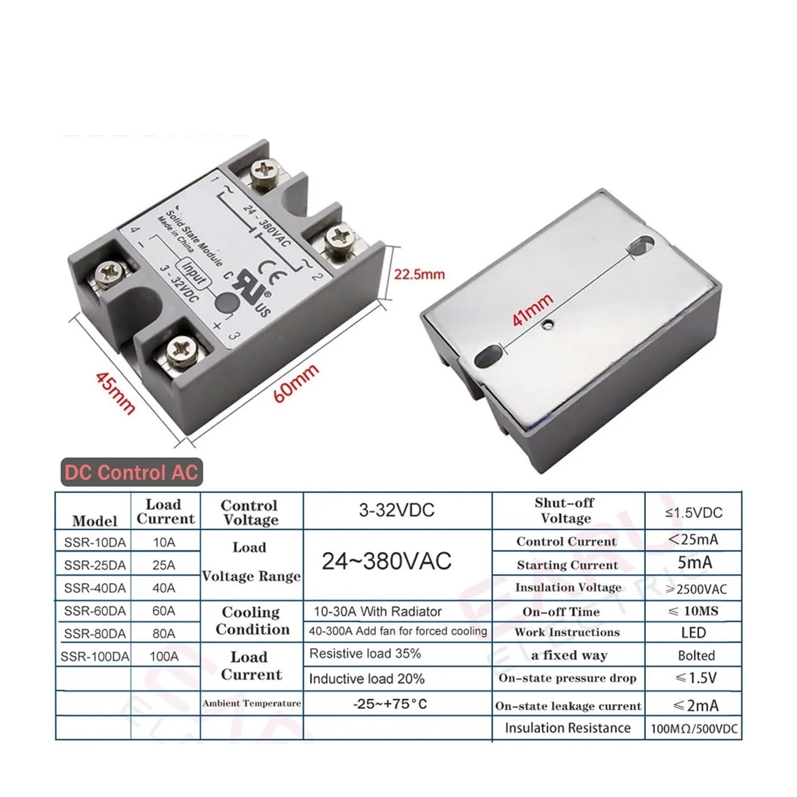 Termostato controlador de temperatura digital C100 + Relé máx. 40A 40DA + Termopar K M6 Sonda de 1M con disipador de calor