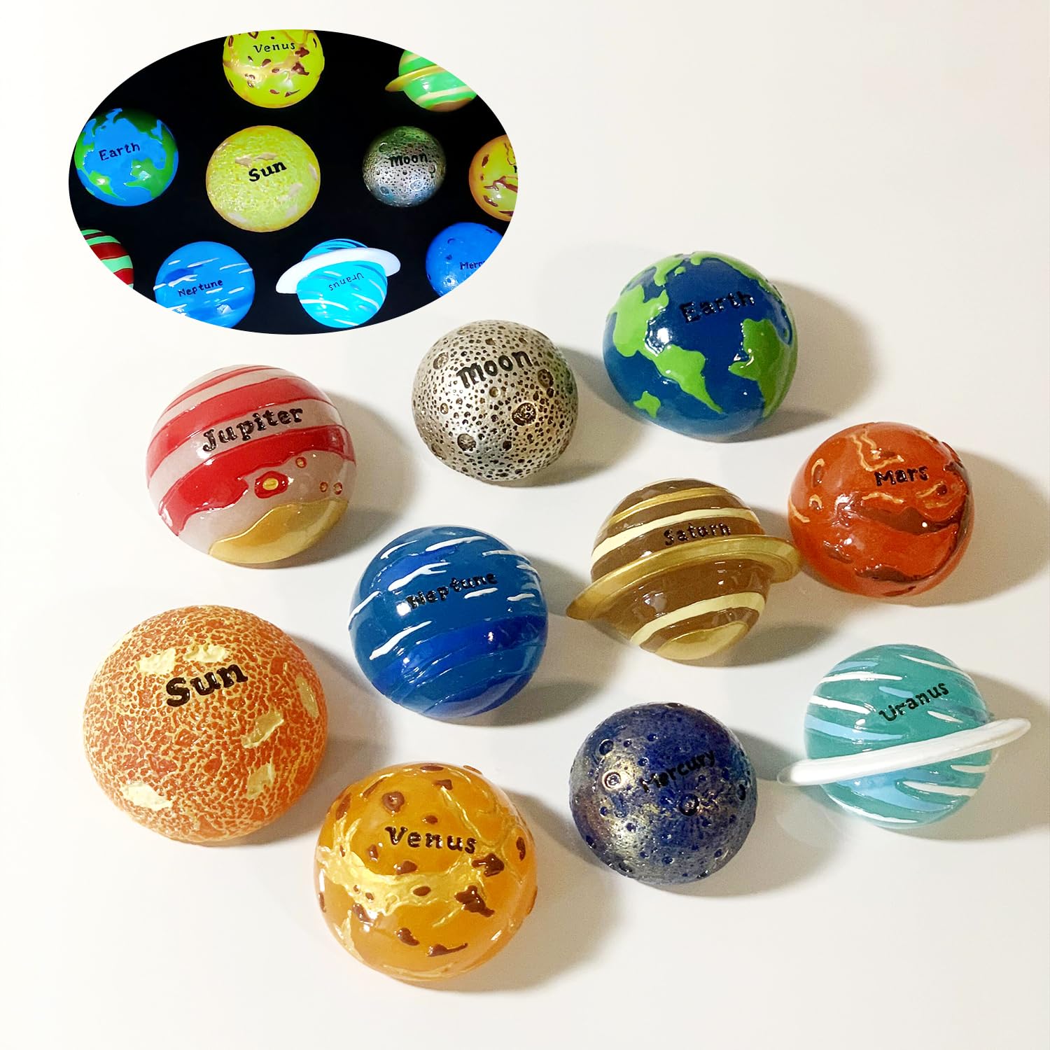 10 PCS Planets Fridge Magnets, 3D Solar System Planet Decorative Magnets, Funny Fridge Magnet, Whiteboard Decorative Magnets, Classroom Locker Magnet, Office Magnet, Kitchen Cute Magnets