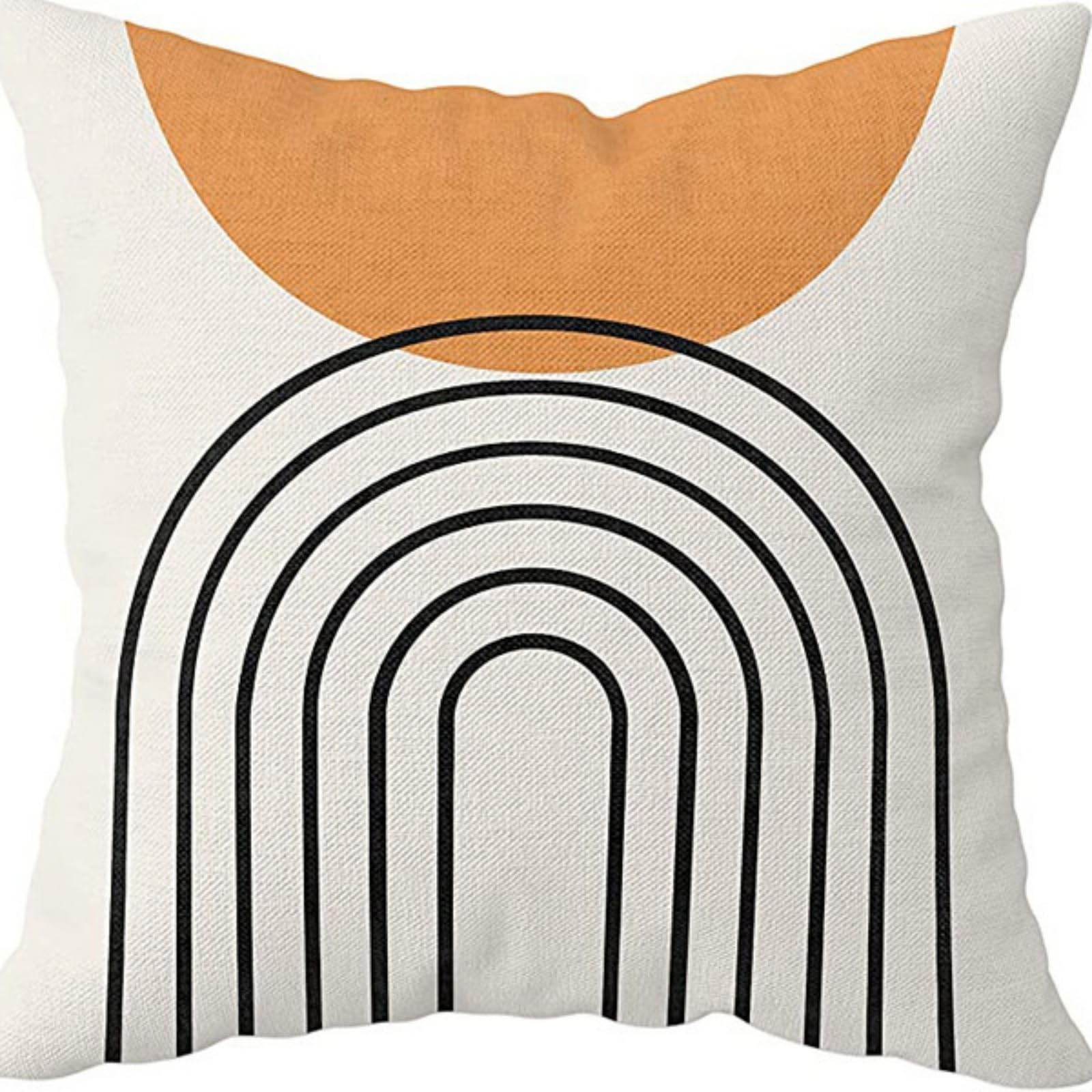 Cushion Covers 60cm x 60cm Orange White Large cushions with covers included - Linen Square Decorative Throw Pillowcases with Invisible Zipper, for Livingroom Sofa Bedroom