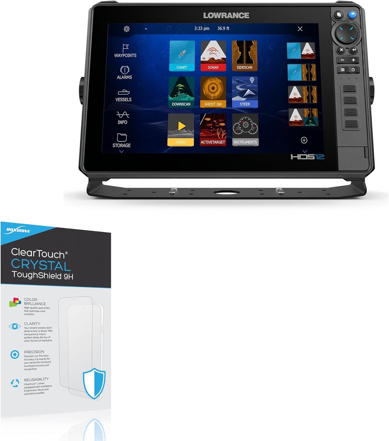 BoxWave Screen Protector Compatible with Lowrance HDS PRO 12 - ClearTouch Crystal ToughShield 9H (2-Pack), Clear 9H Tough Flexible Film Screen Protector