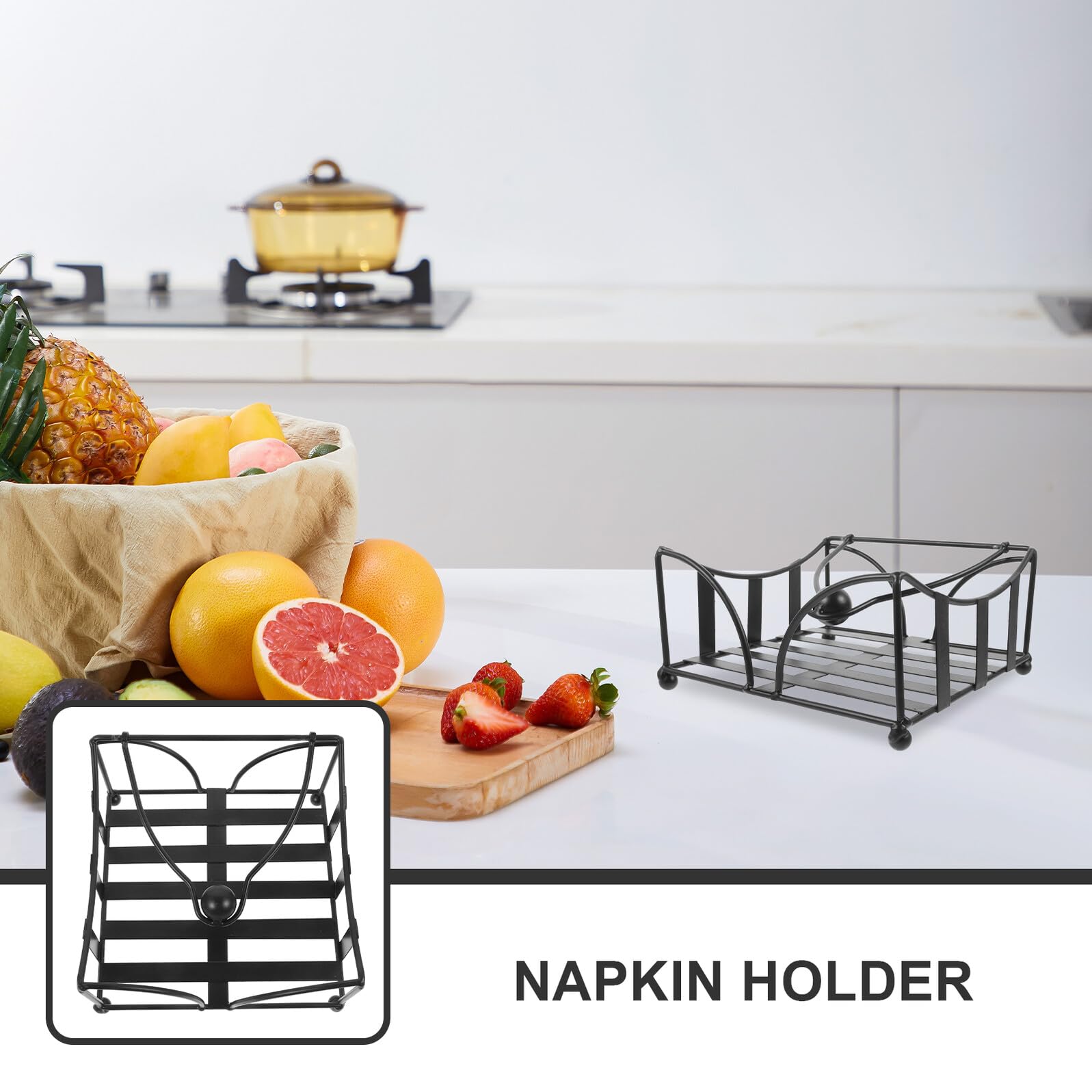 VALICLUD Servilletero de Hierro Negro y Almacenamiento Conveniente Soporte Elegante y Práctico para Servilletas Diseño Rústico para Mesa de Comedor y Hoteles