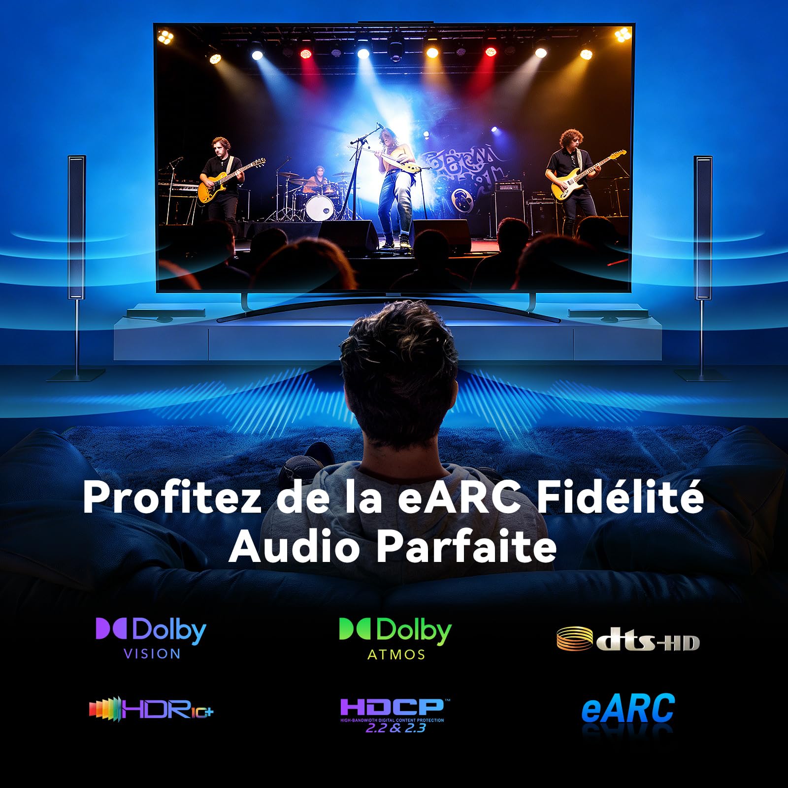 FIBBR Câble HDMI 2.1 Optique 10M, 8K HDMI 2.1 Câble Optique, 48Gbps Haute Vitesse 8K@60Hz, 4K@120Hz/144hz, HDR10 +, eARC, HDCP 2.2 & 2.3 Home Cinéma, HDTV, Projecteur