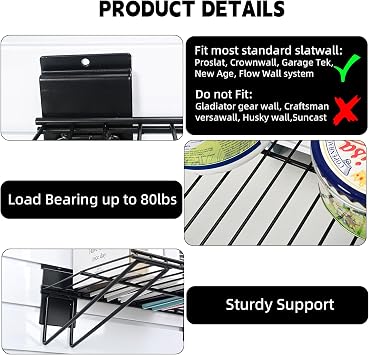 Slatwall Shelves, Slat Wall Accessories, Slat Wall Wire Shelf, Heavy Duty Garage Storage Slatwall Shelf(24-Inch Width,6 Pack)