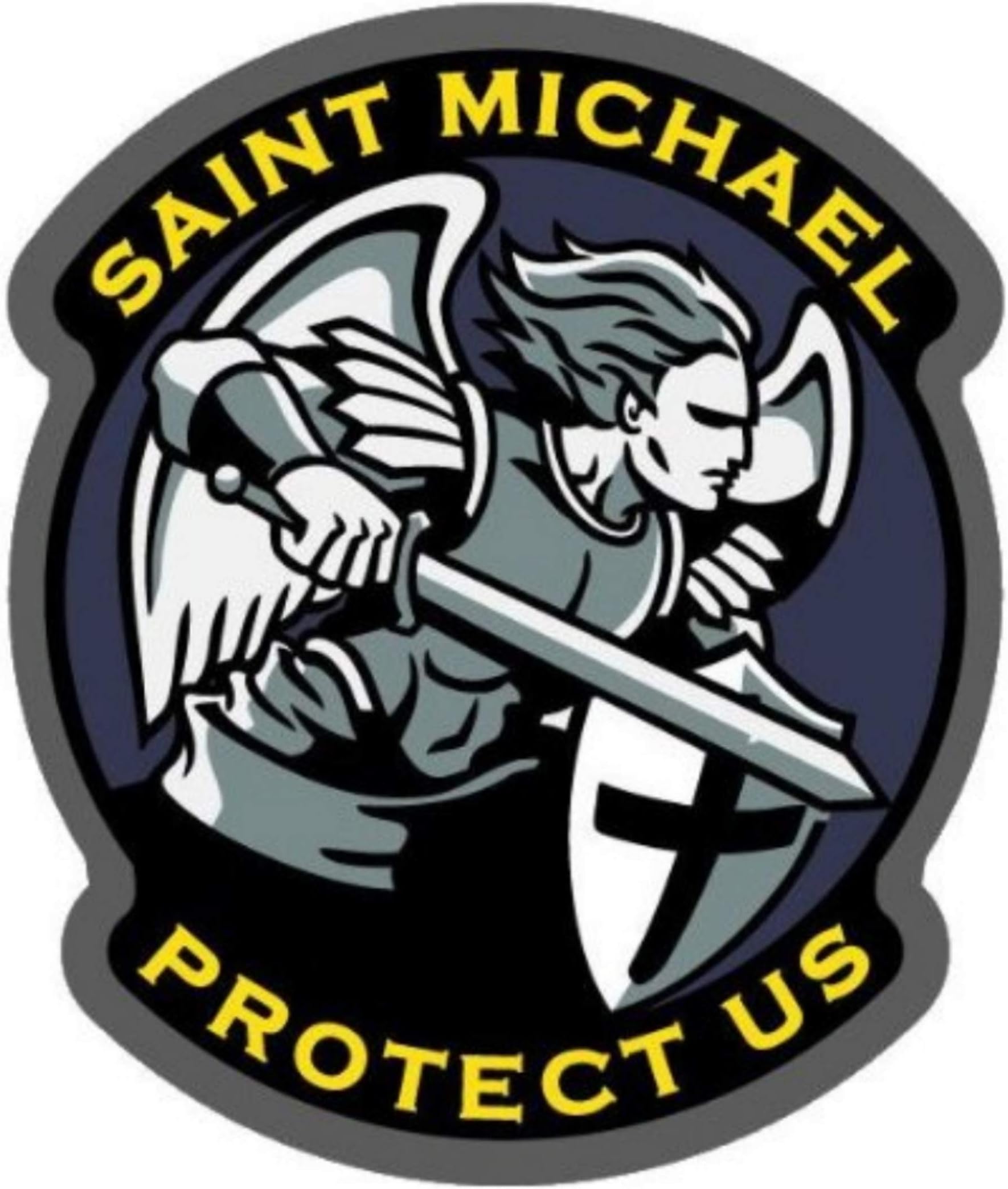 MIL-SPEC MONKEY Saint Michael Protect Us Modern Vinyl Decal (Full Color)