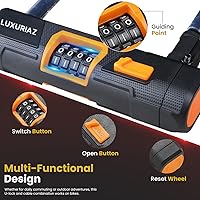 Vista 5 de Cerradura de bicicleta resistente con cable de acero de 5 pies, combinación reiniciable de 4 dígitos, bloqueo de cable duradero para protección