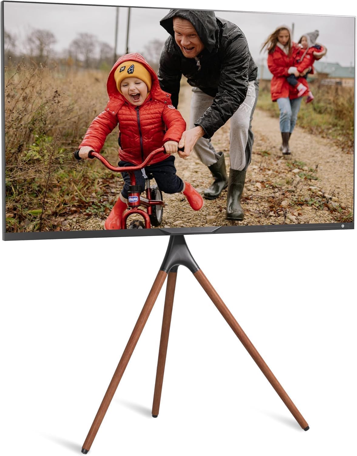 N4-Store TV Stand with Tripod Base for 47-70 Inch Screens, Height Adjustable Swivel Floor TV Stand, 180° Rotating Mount with Wooden Legs, Modern Stable Design for Living Room, Bedroom, Office.