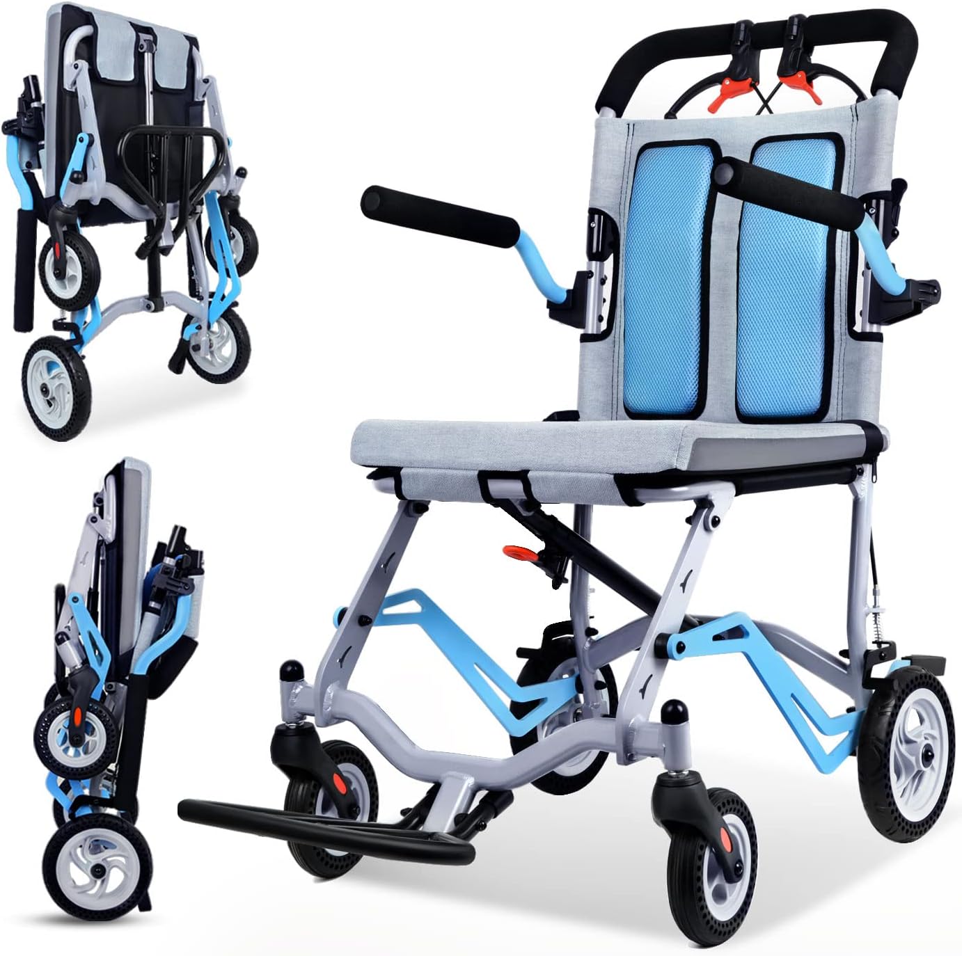 WISGING UltraLight Transport Wheelchair Folding Portable