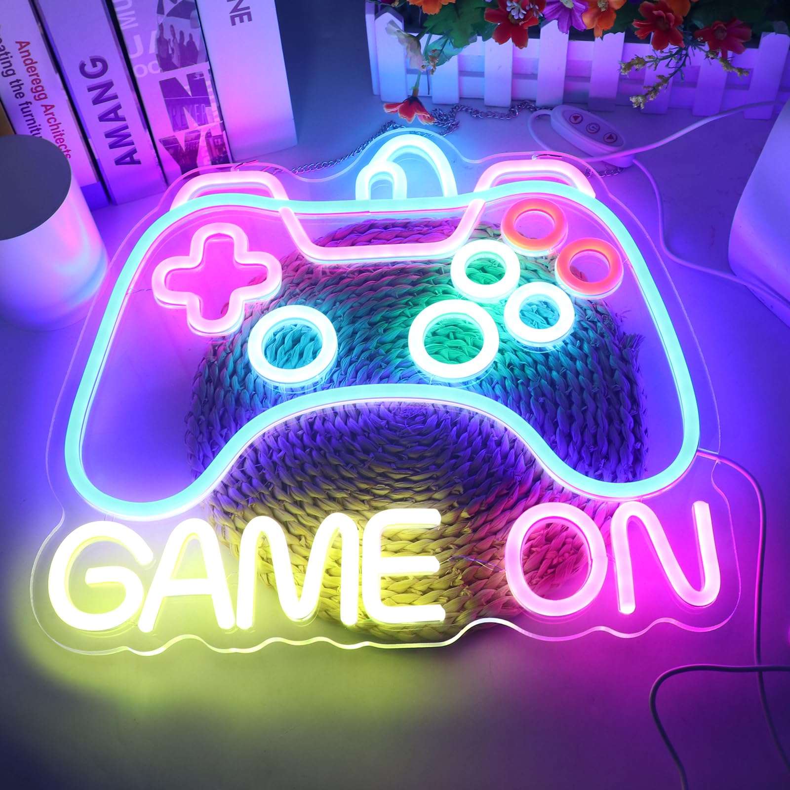 Spiel-Neonschild, dimmbar, Gamepad-Form, LED-Neonlicht-Schilder, Gaming-Neonschild mit Schalter, Gamer-Geschenke für Teenager, Jungen, Mädchen, für Schlafzimmer, Spielzimmer, Party
