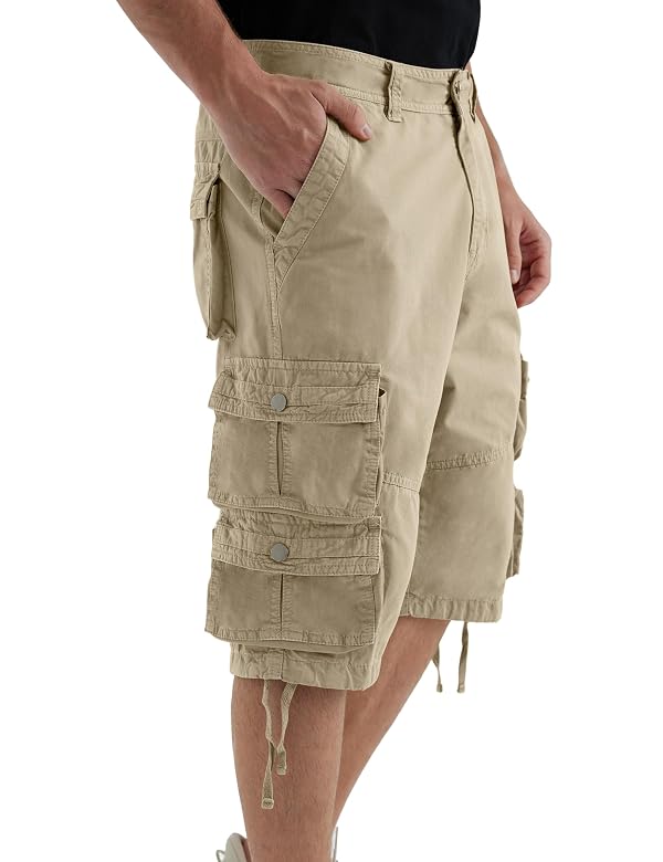 YGREYG Mens Cargo Shorts Long Capri Below The Knee Shorts 3/4 Relaxed Fit Long Shorts with Pockets Stone 32 by YGREYG - Used condition - Image 2