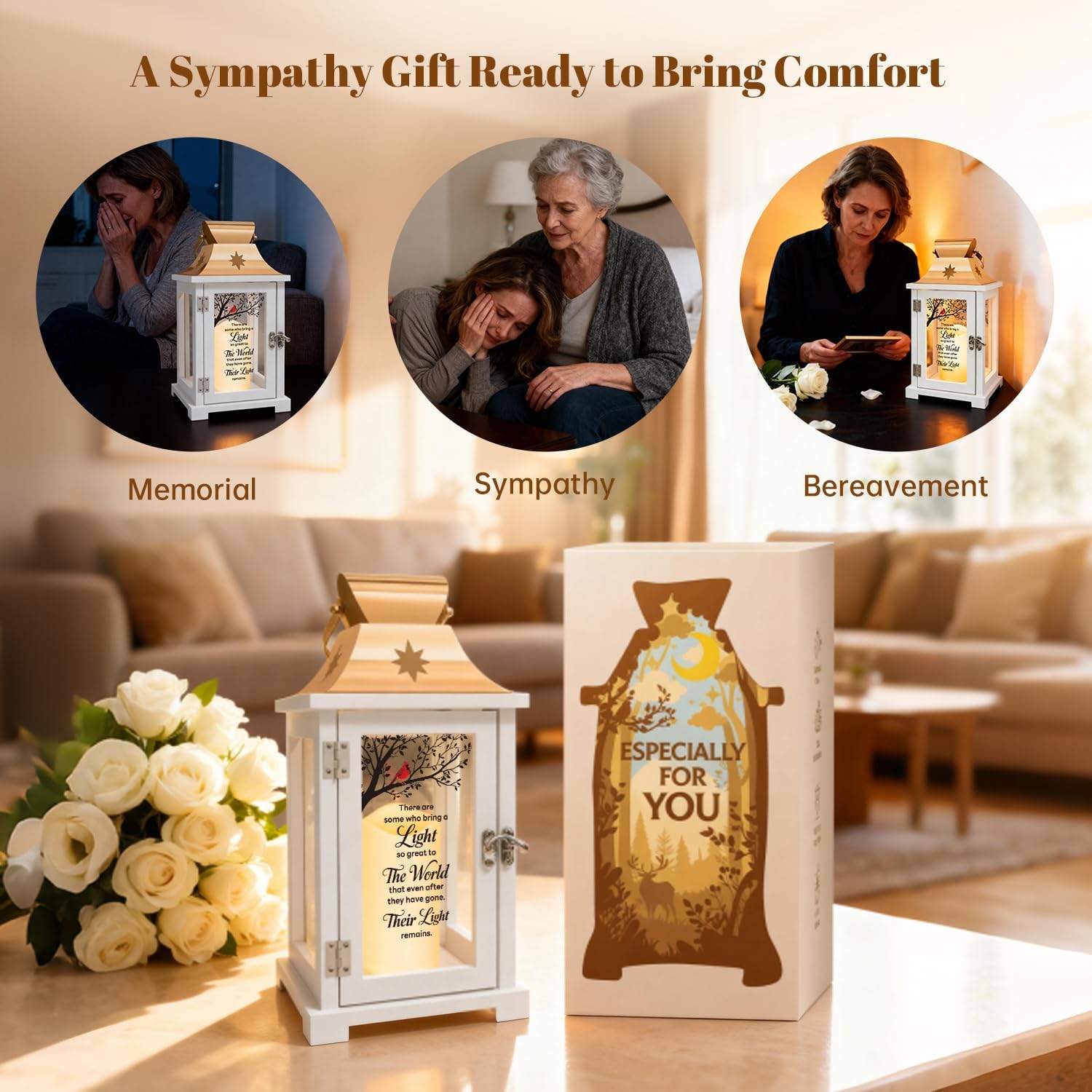 Memorial Lantern - Thoughtful Bereavement Gift for Loss of Loved One, Sympathy and Remembrance for Mother Father - Funeral Gift - There're Some Who Bring a Light