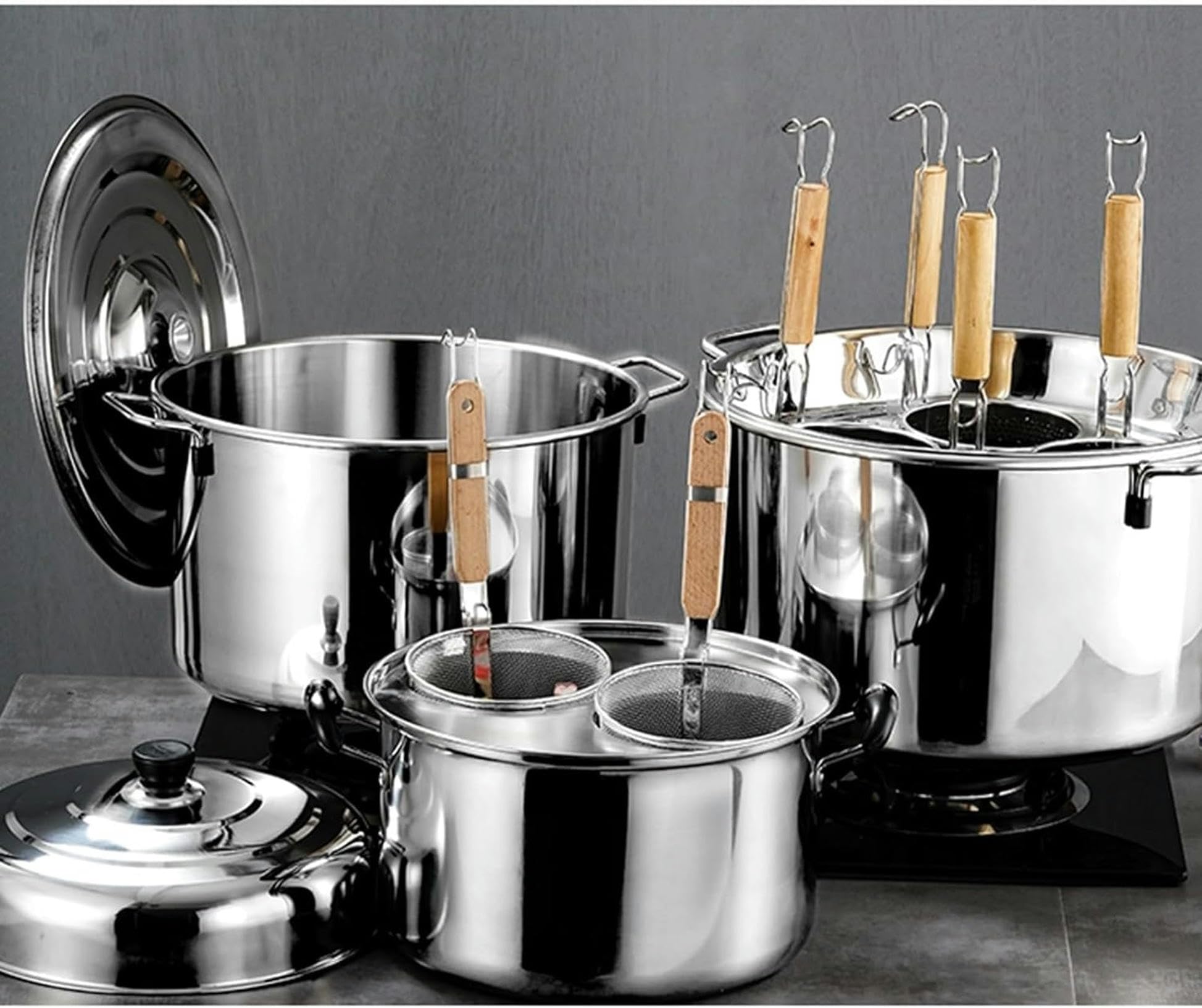 Cuiseur à pâtes professionnel en acier inoxydable avec séparateur et passoire, cuiseur à pâtes professionnel en acier inoxydable pour restaurant à domicile, cuiseur à pâtes (couleur unique, 4 trous)