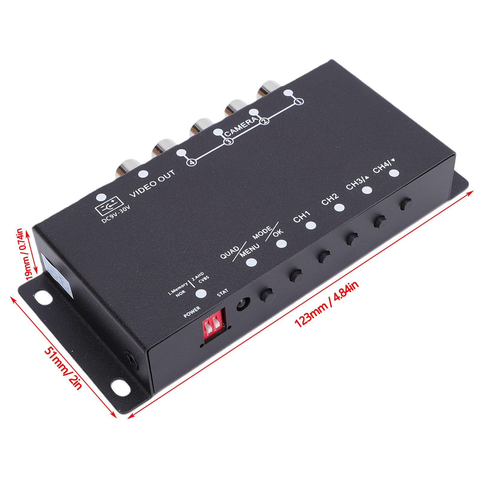 Splitter Video a 4, Multiplexer per Telecamere di Sicurezza CCTV 1080P HD AHD CVBS con 4 Ingressi 1 Uscita N+P Doppio, per Monitoraggio in Tempo Reale di Rimorchi per Autobus e