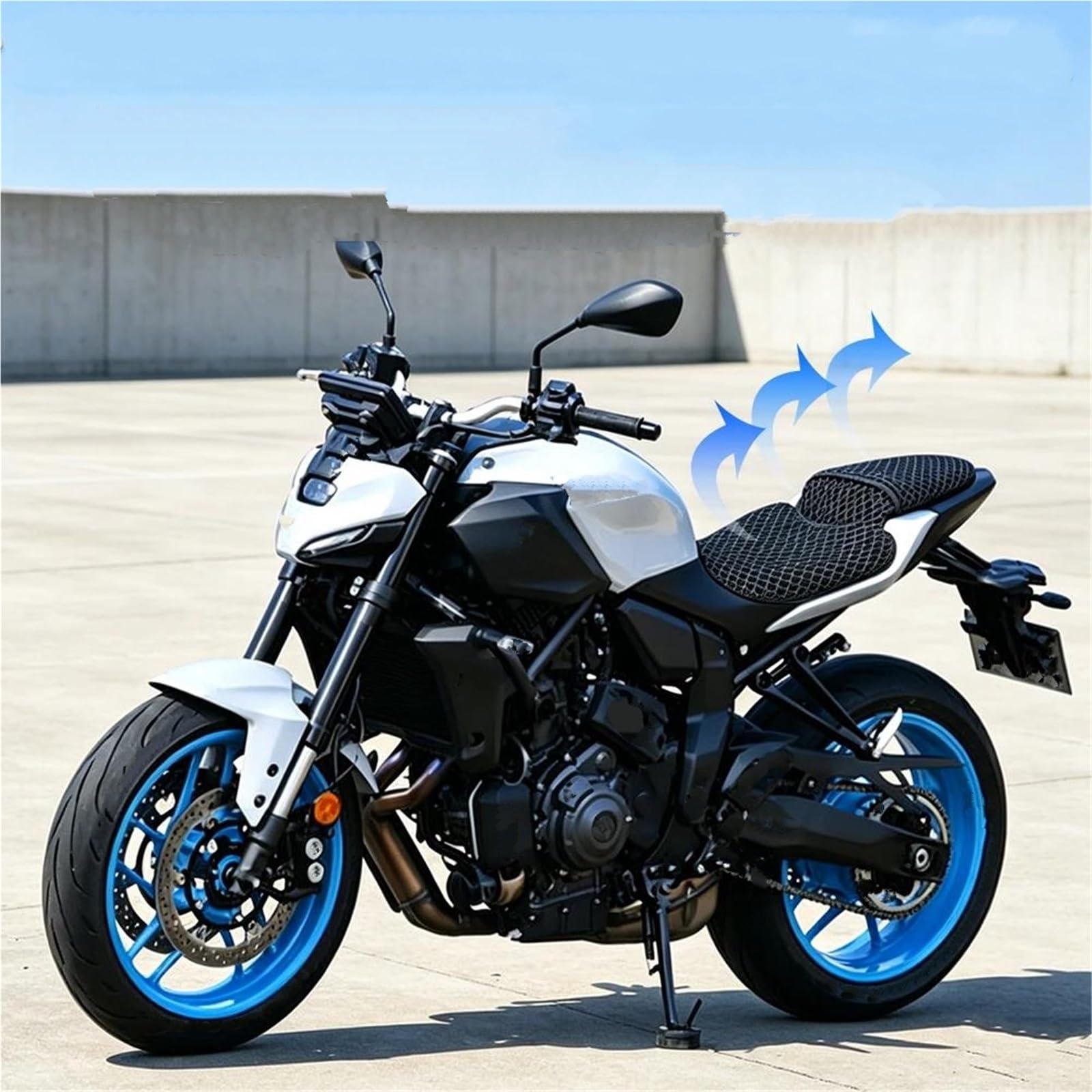 Cuscino Per Sedile Da Moto Cuscino Sella Moto Per Yamaha MT07 MT 07 MT-07 2025-2026, Copertura In Rete A Nido D'ape, Protezione Antiscivolo Coprisedile In Rete