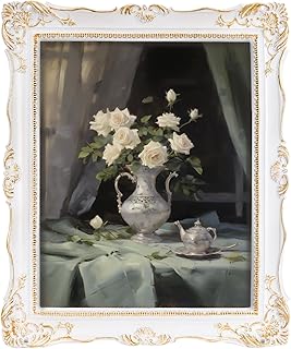 8x10 Vintage Picture Frames, White Antique Gothic Frames with Glass Front, Elegant Photo Frame for Wall or Tabletop Display, Retro Wall Picture Frames For Home Decor, Gift Ideas