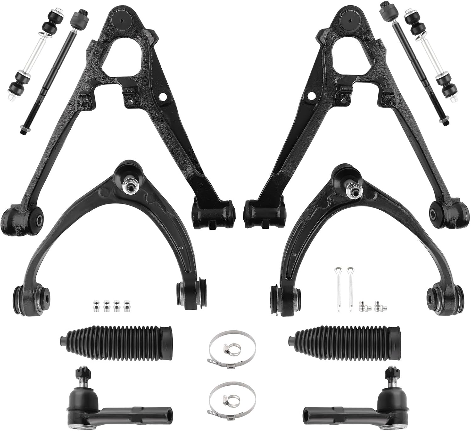 maXpeedingrods 12Pc Front Upper Lower Control Arm w/Ball Joint for Chevy Silverado Suburban 1500 Avalanche Tahoe GMC Sierra 1500 Yukon Cadillac Escalade 2007-2013, Suspension Kit Sway Bar Tie Rod End