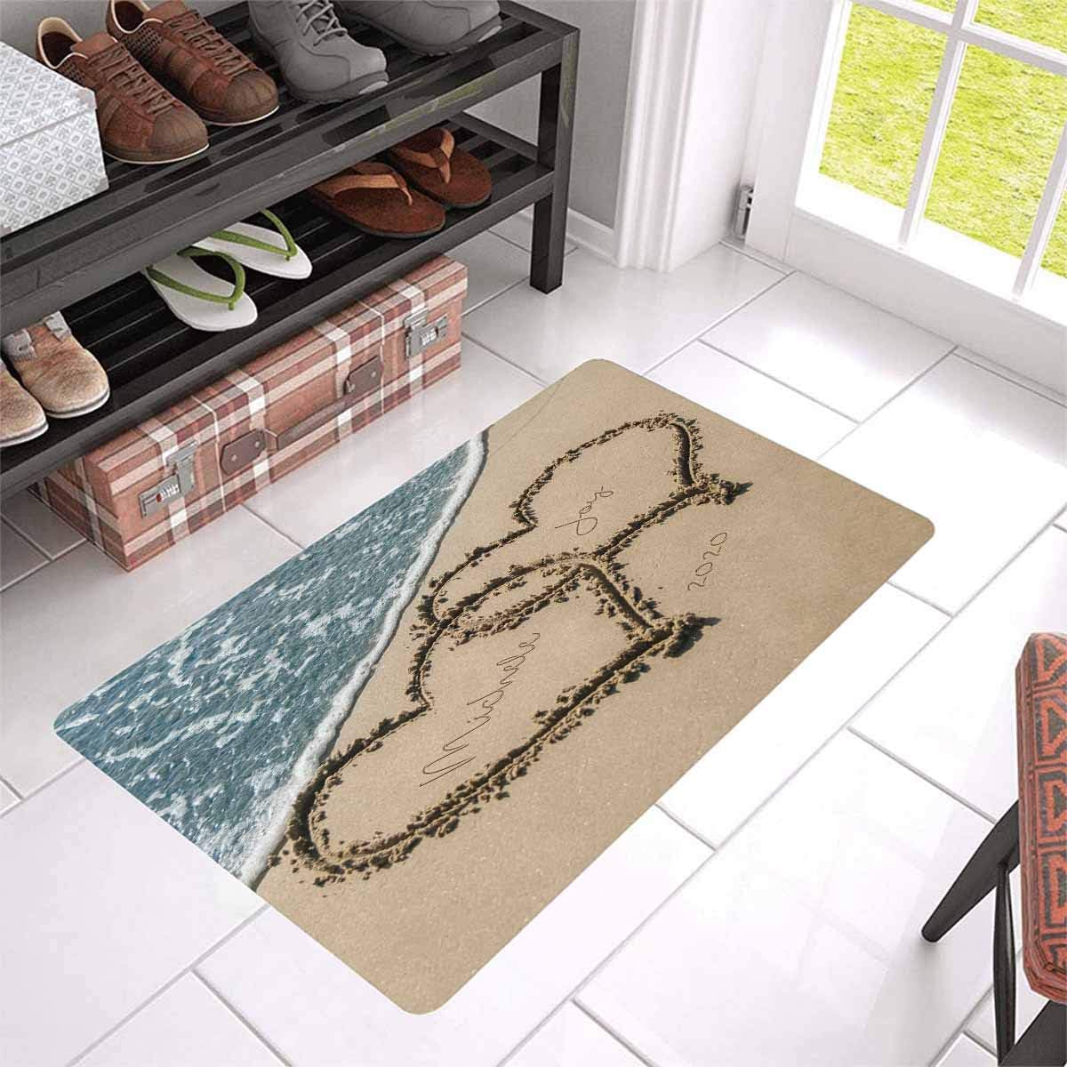 Custom Your Name Funny Beach Doormat 30" X 18" Indoor Outdoor with Heart Home Entrance Door Mat Rug Decor