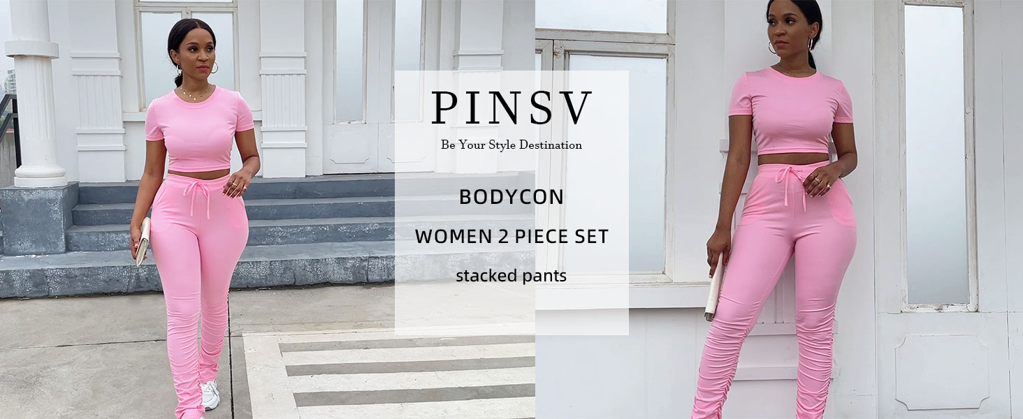 PINSV Tenue 2 Pièces Pour Femme - Legging Ajusté à Col Rond - T-shirt Taille Haute - Pantalon Assorti - Ensemble D'entraînement Streetwear, Noir C, Petit