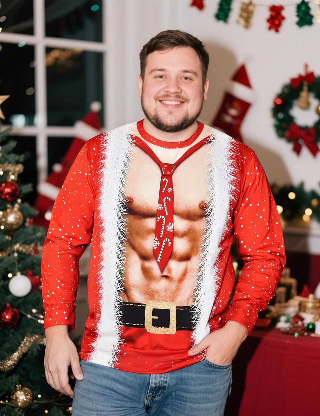 Felpa Natale Senza Cappuccio Uomo Donna Xmas Pullover Maglione Natalizio Brutto Divertente