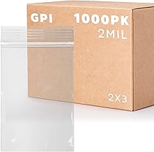 GPI - 1000 Count, 2" x 3" Clear Plastic Resealable Zip Bags, Bulk 2 Mil, Strong & Durable Poly Baggies with Resealable Zip Top Lock for Travel, Storage, Packaging & Shipping