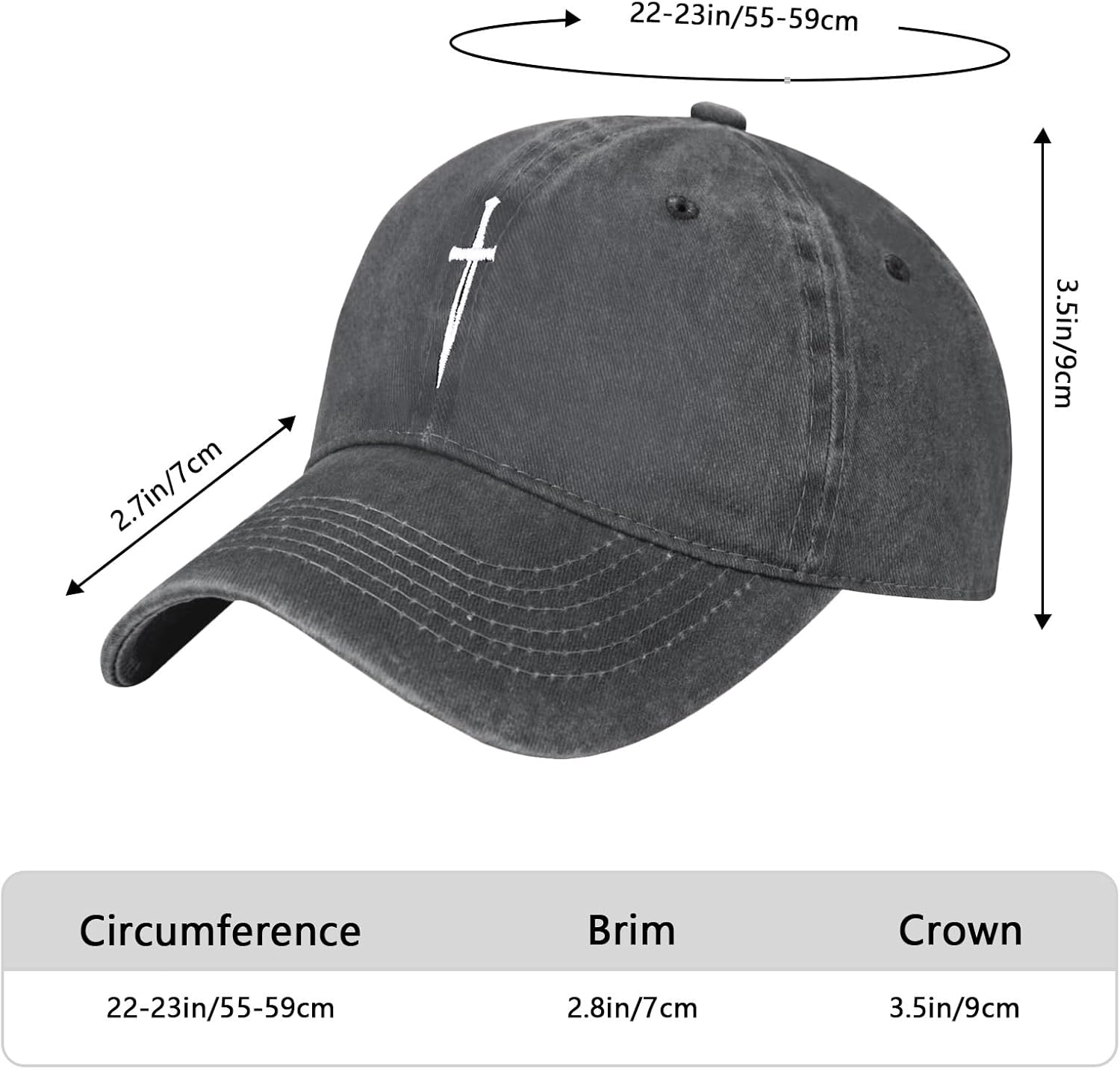 Embroidered Baseball Cap Adjustable Vintage Washed Distressed Denim Baseball Hat for Women Men - Image 3