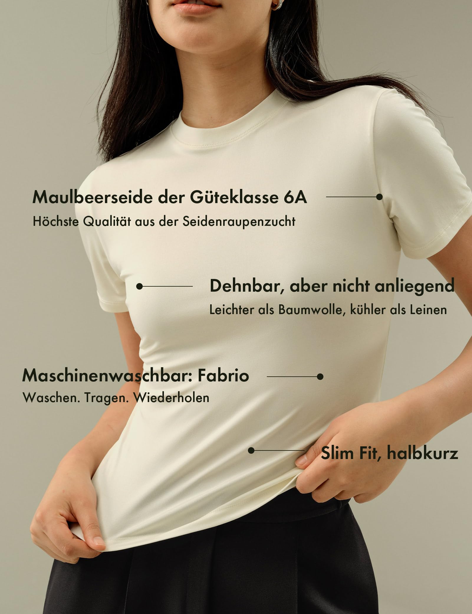LilySilk Silk Jersey T-Shirt aus 100% Seide Damen leicht kühlend Bluse