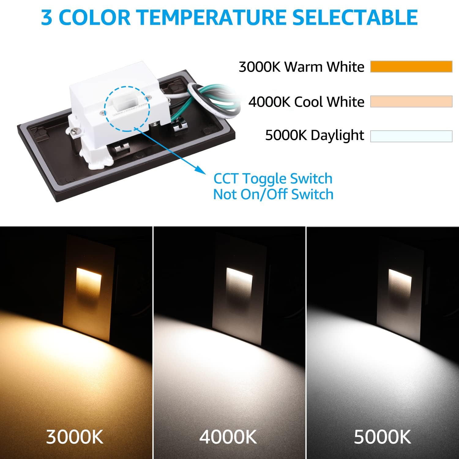 LEONLITE 3CCT 120V LED Step Lights, 3.5W 110LM 5%-100