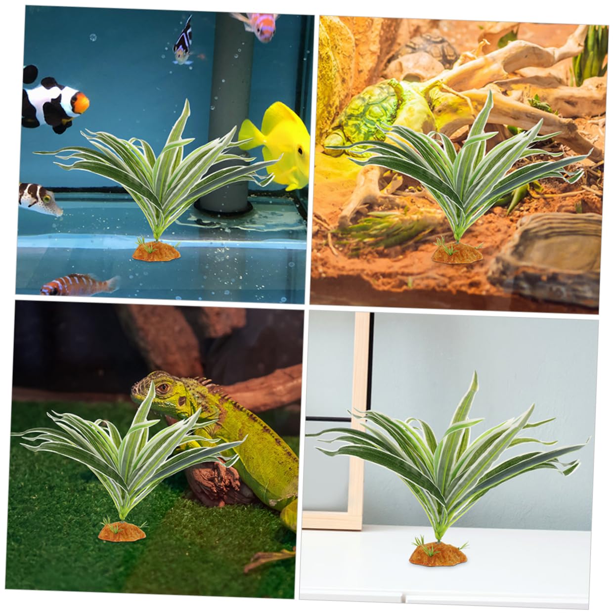 Garneck 2pcs Simulation Plant Decor Fake Plant for Terrarium Reptile Habitat Accessory