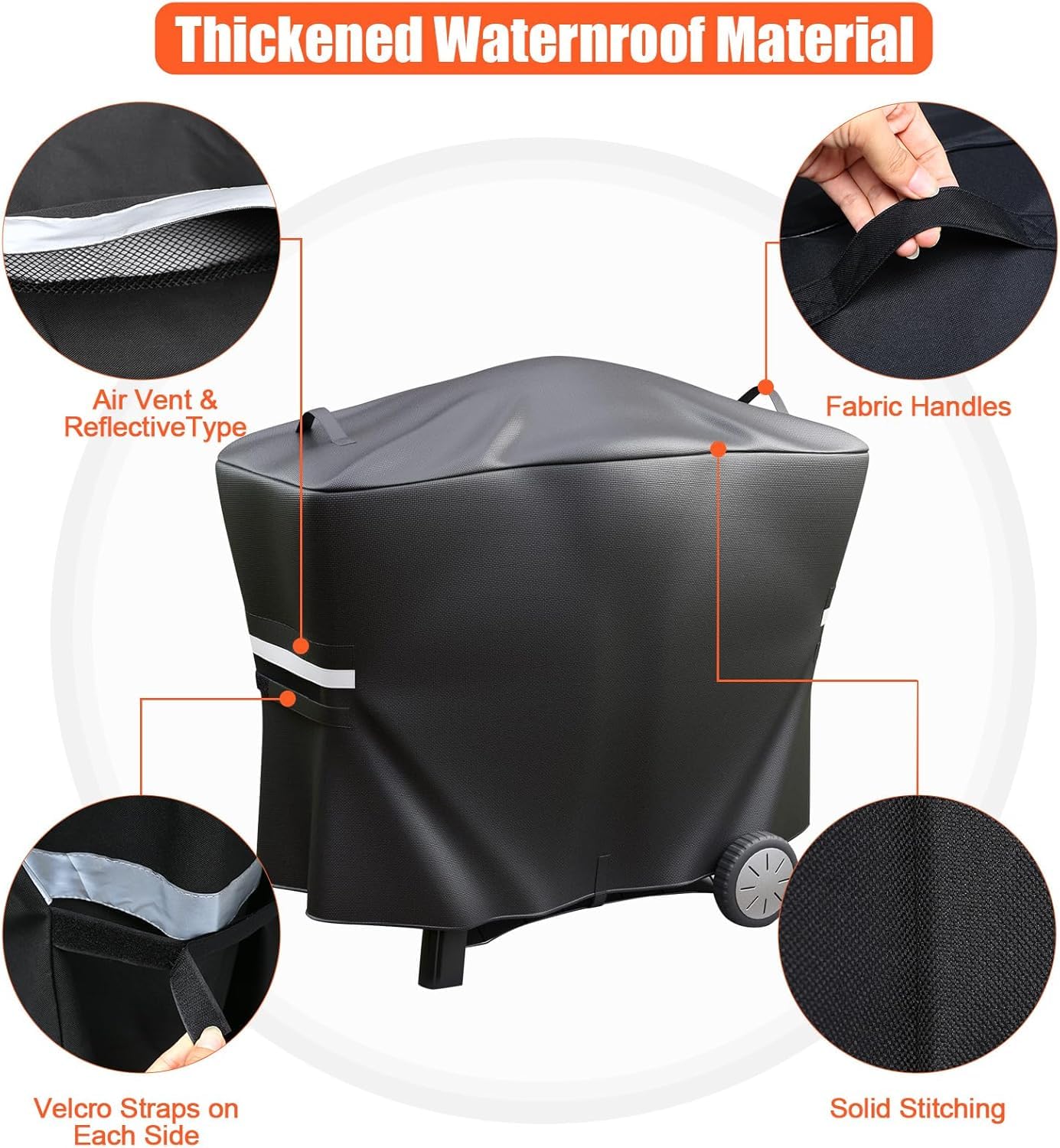 Denmay 7112 Grill Cover per Weber Q2000 Q2200 Q2400 Q300 Q3000 Q3200 Series Griglie, 145CM 600D Impermeabile e Resistente ai Raggi UV